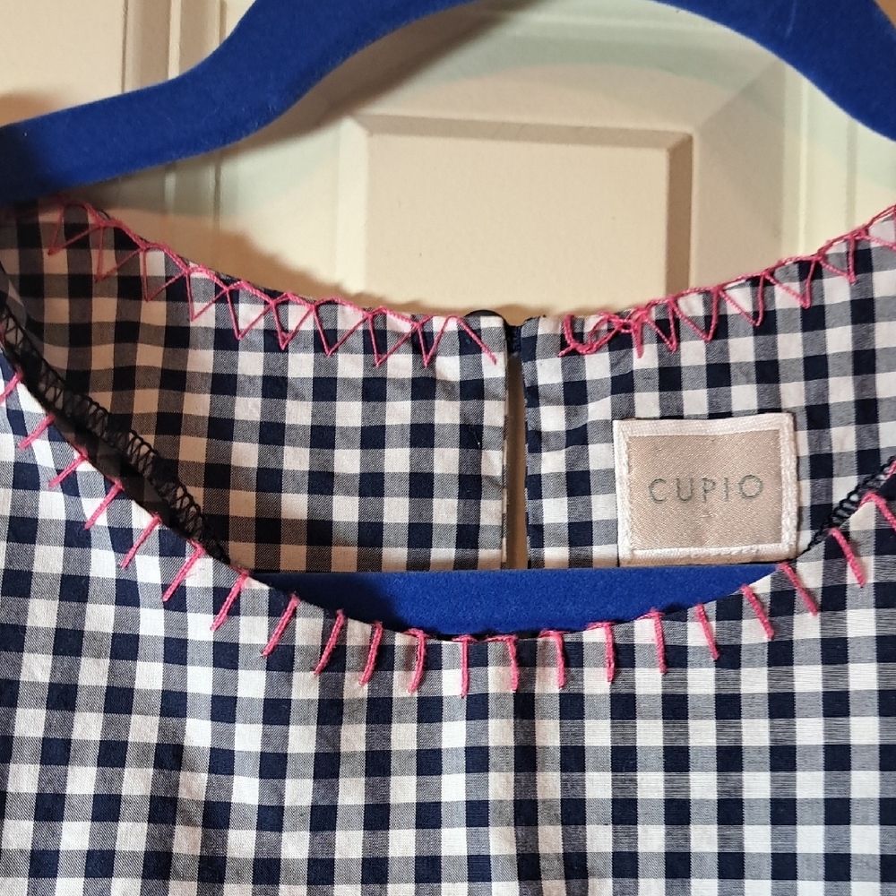 Cupio Womens Gingham Cold Shoulder Top - Black and Red - Picture 4 of 6